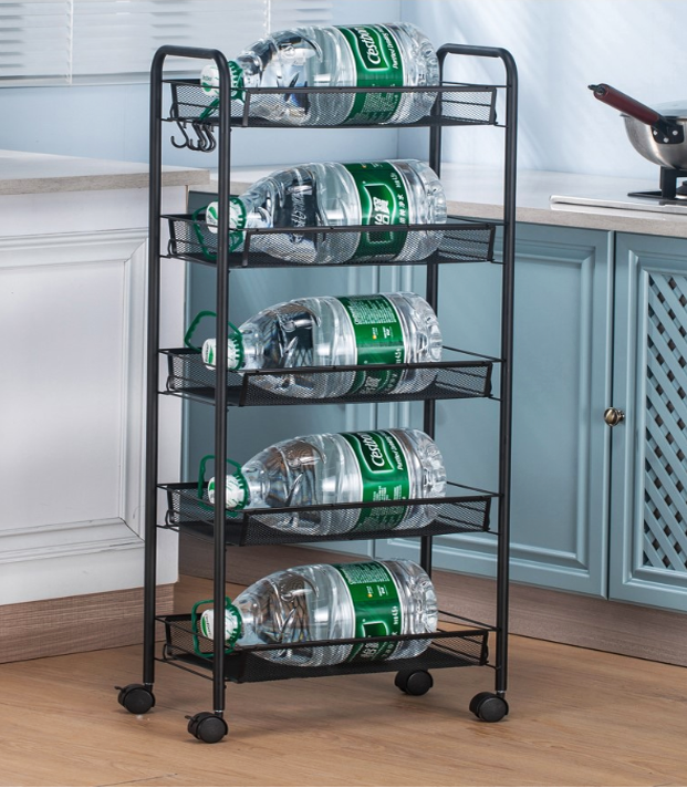 5 Tier Large Steel Multipurpose Storage Shelf Utility Cart Kitchen Trolley