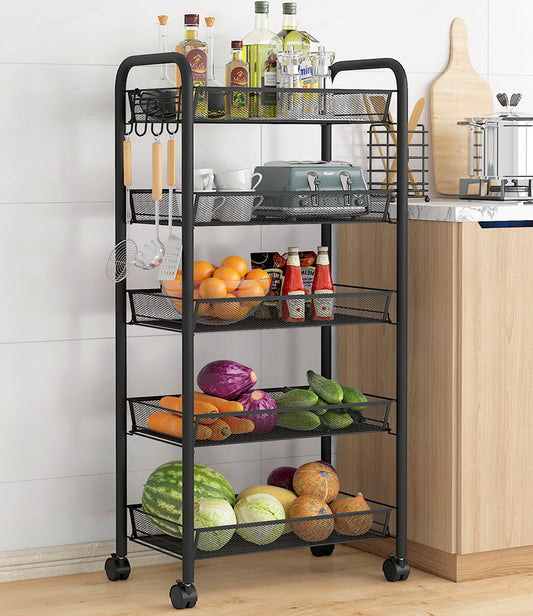 5 Tier Large Steel Multipurpose Storage Shelf Utility Cart Kitchen Trolley