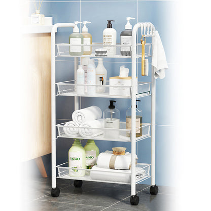 5 Tier Large Steel Multipurpose Storage Shelf Utility Cart Kitchen Trolley (White)