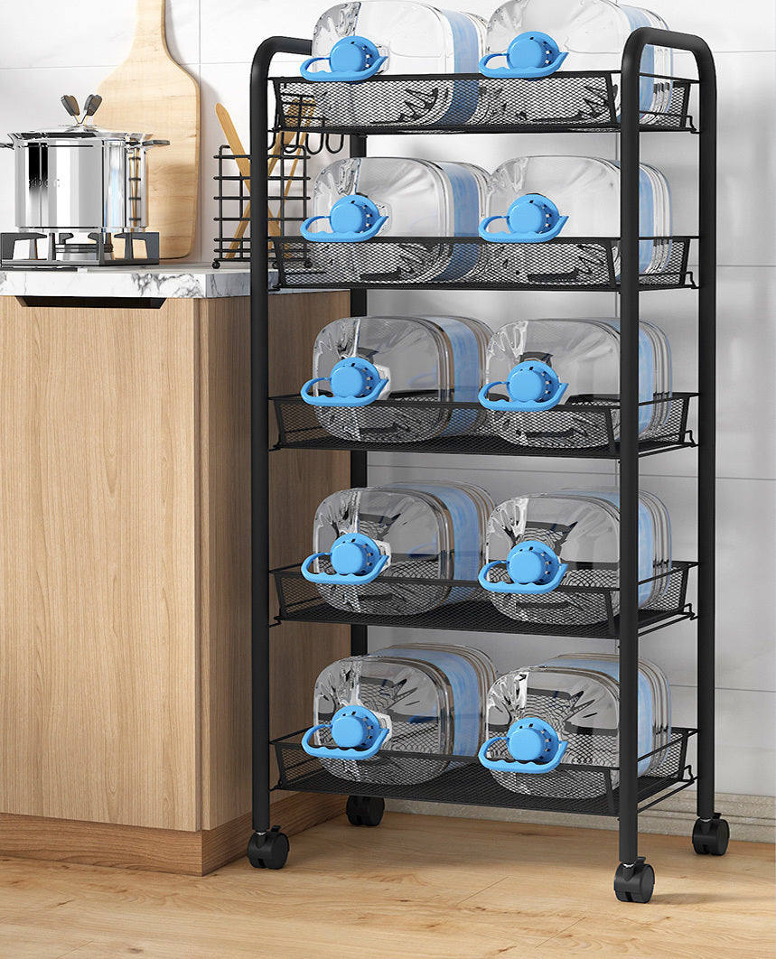 5 Tier Large Steel Multipurpose Storage Shelf Utility Cart Kitchen Trolley (White)