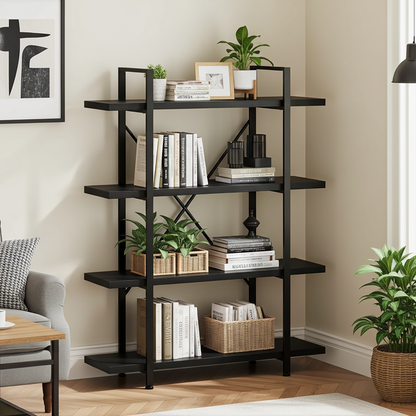 Envision 4-Tier Bookcase Storage Shelf Organizer (Black)