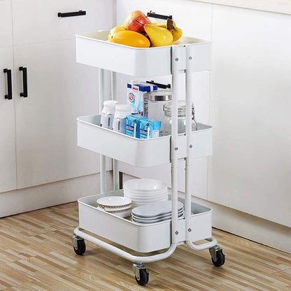 3-Tier Multipurpose Storage Rolling Organizer Rack Shelf Utility Cart Trolley