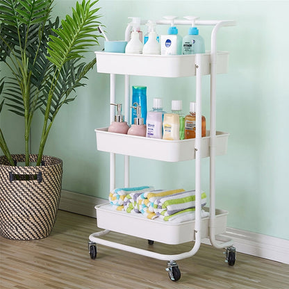 3-Tier Multipurpose Storage Rolling Organizer Rack Shelf Utility Cart Trolley