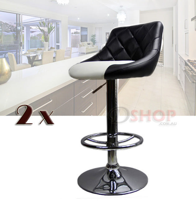 2 x Symphony High Back Faux Leather Bar Stools (Black & White)