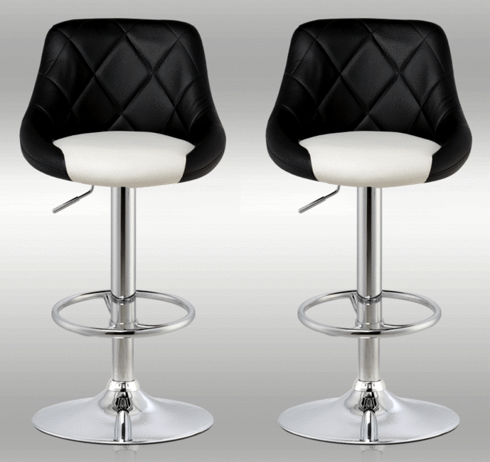 2 x Symphony High Back Faux Leather Bar Stools (Black & White)