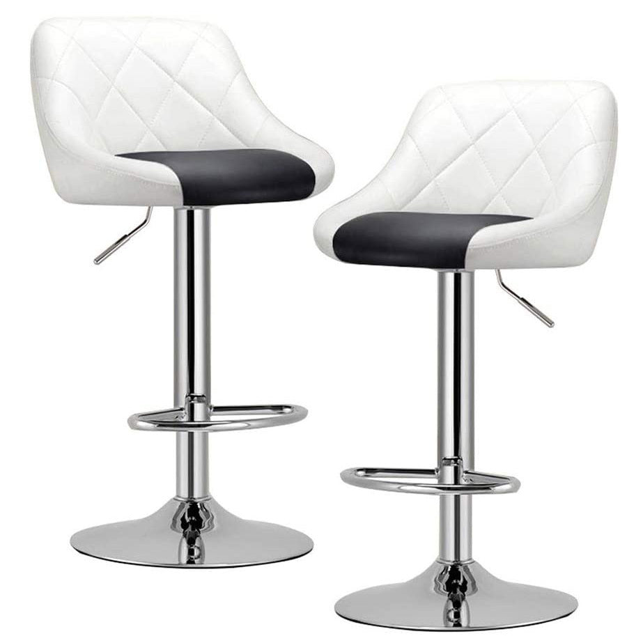 2 x Symphony High Back Faux Leather Bar Stools (White & Black)