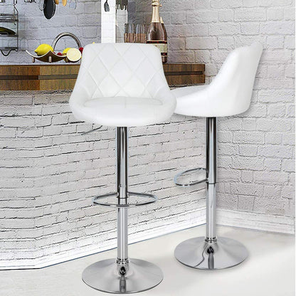 2 x Symphony High Back Faux Leather Bar Stools (White)