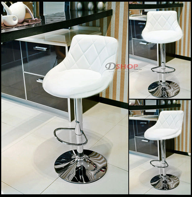 2 x Symphony High Back Faux Leather Bar Stools (White)