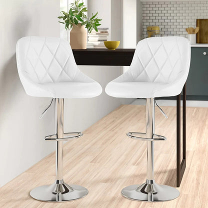 2 x Symphony High Back Faux Leather Bar Stools (White)