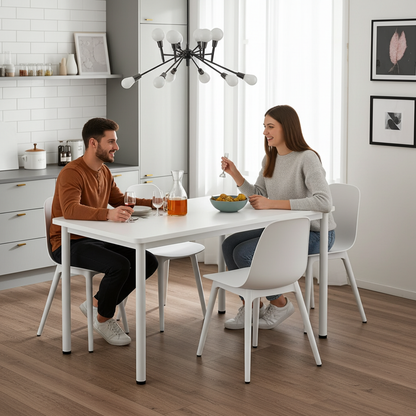Heritage Industrial White Wood & Metal Dining Table 120cm