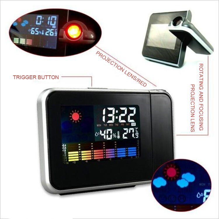 2 x Multi-Function Weather Station LCD Clock with real-time projection