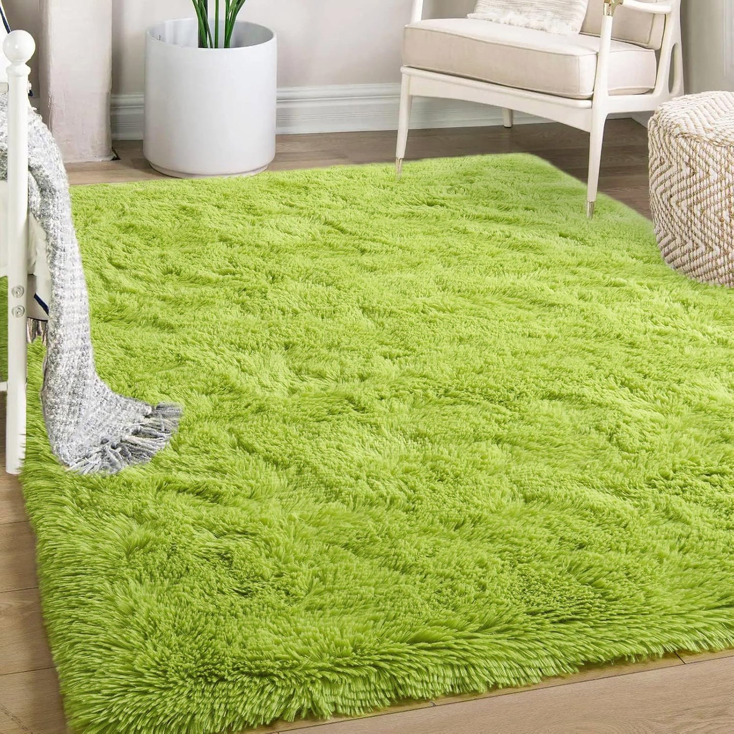XL Extra Large Soft Shag Rug Carpet Mat (Green, 300 x 200)
