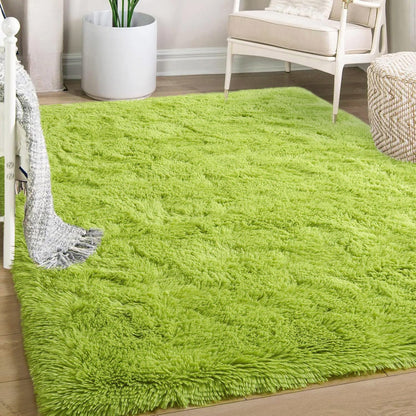 XL Extra Large Soft Shag Rug Carpet Mat (Green, 300 x 200)