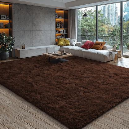 Large Soft Shag Rug Carpet Mat (Chocolate, 230 x 160)