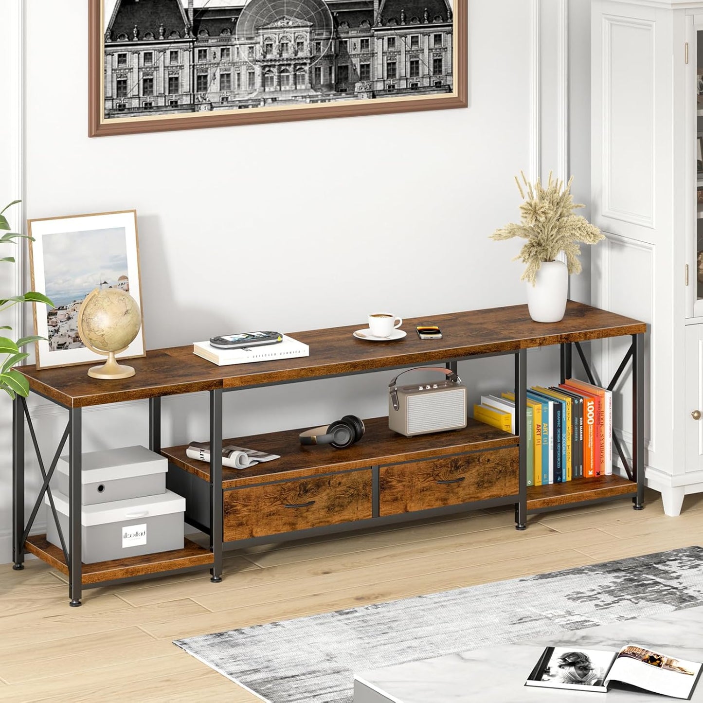 Industrial TV Cabinet Entertainment Unit with Drawers & Storage
