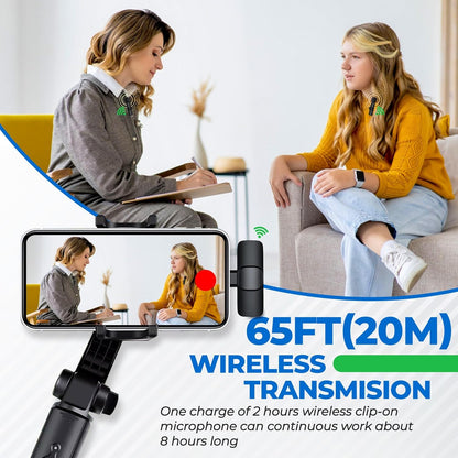 Professional 2-Piece Set Wireless Lavalier Microphones for Smartphones