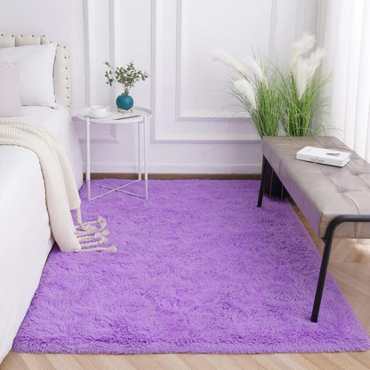 XL Extra Large Soft Shag Rug Carpet Mat (Purple, 300 x 200)