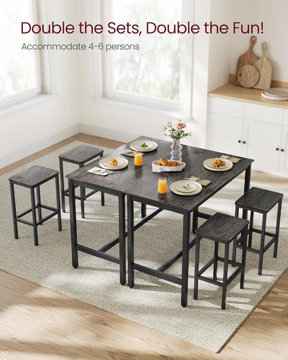 3 Piece Grandeur Premium Rustic Wood & Steel Bar Table and Stools Dinning Set (Driftwood Grey)