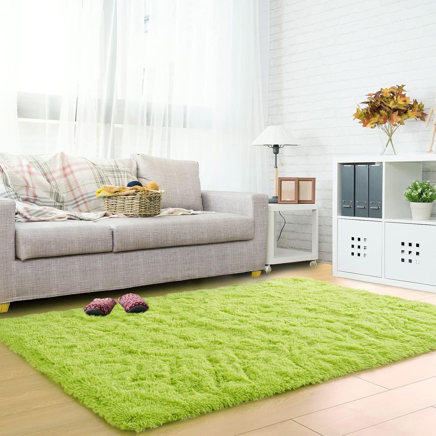 XL Extra Large Soft Shag Rug Carpet Mat (Green, 300 x 200)