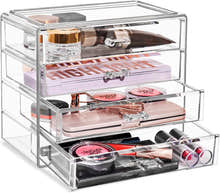 4 Large Drawers Crystal Clear Acrylic Cosmetic Makeup Display Organizer Storage Case