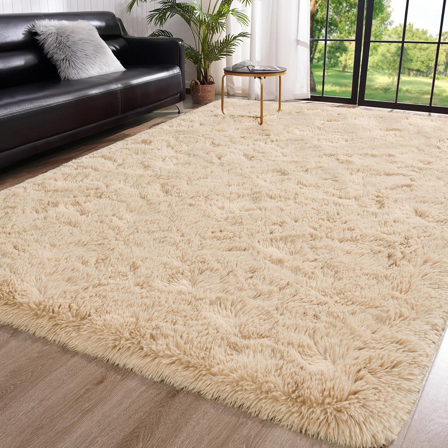 XL Extra Large Soft Shag Rug Carpet Mat (Beige, 300 x 200)