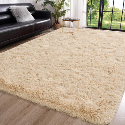 XL Extra Large Soft Shag Rug Carpet Mat (Beige, 300 x 200)