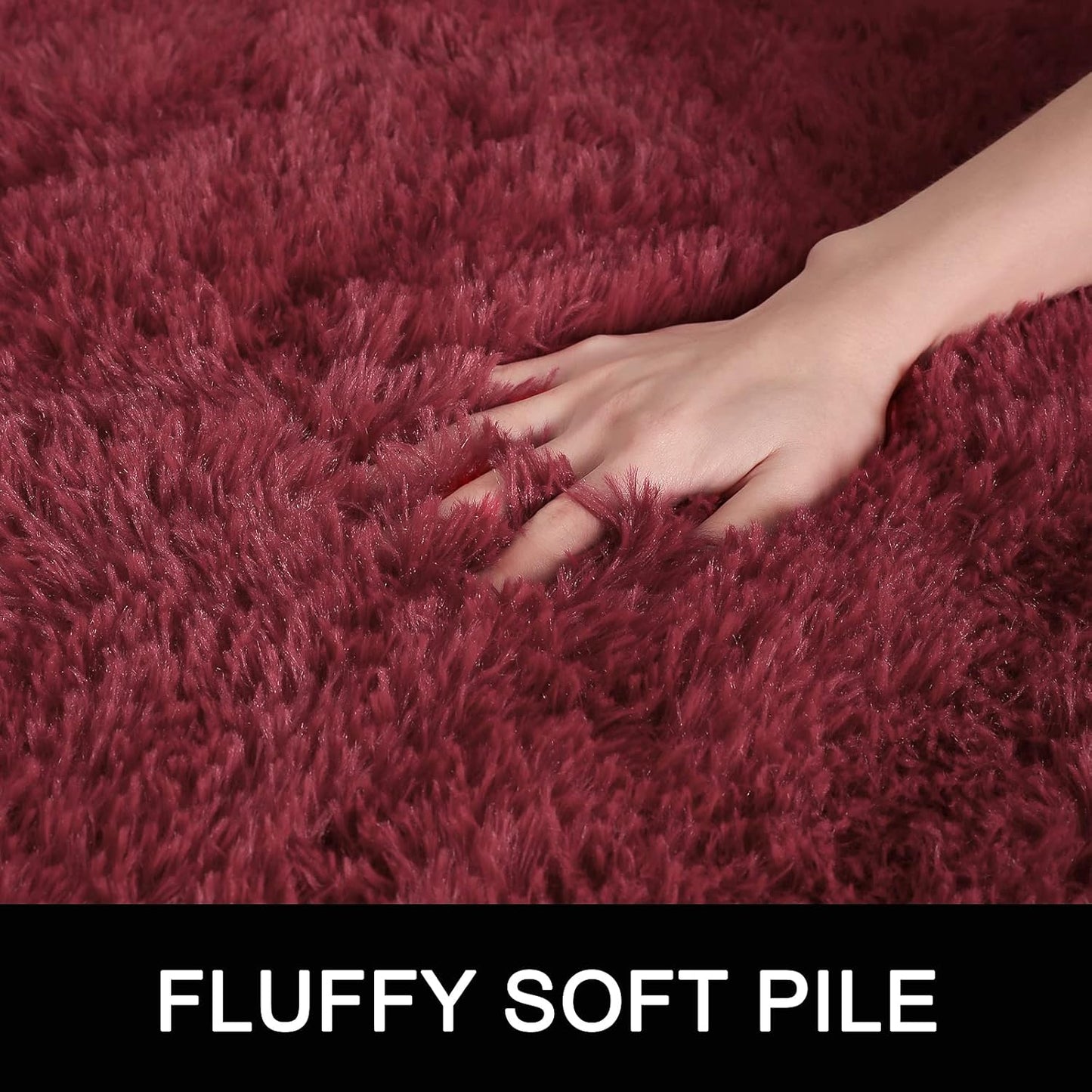 XL Extra Large Soft Shag Rug Carpet Mat (Wine, 300 x 200)