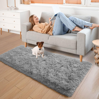 Soft Shag Rug Carpet Hallway Mat (Grey, 120 x 50 cm)