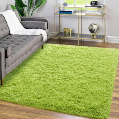 XL Extra Large Soft Shag Rug Carpet Mat (Green, 300 x 200)