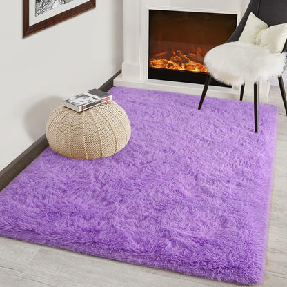 Soft Shag Rug Carpet Mat (Purple, 160 x 120)