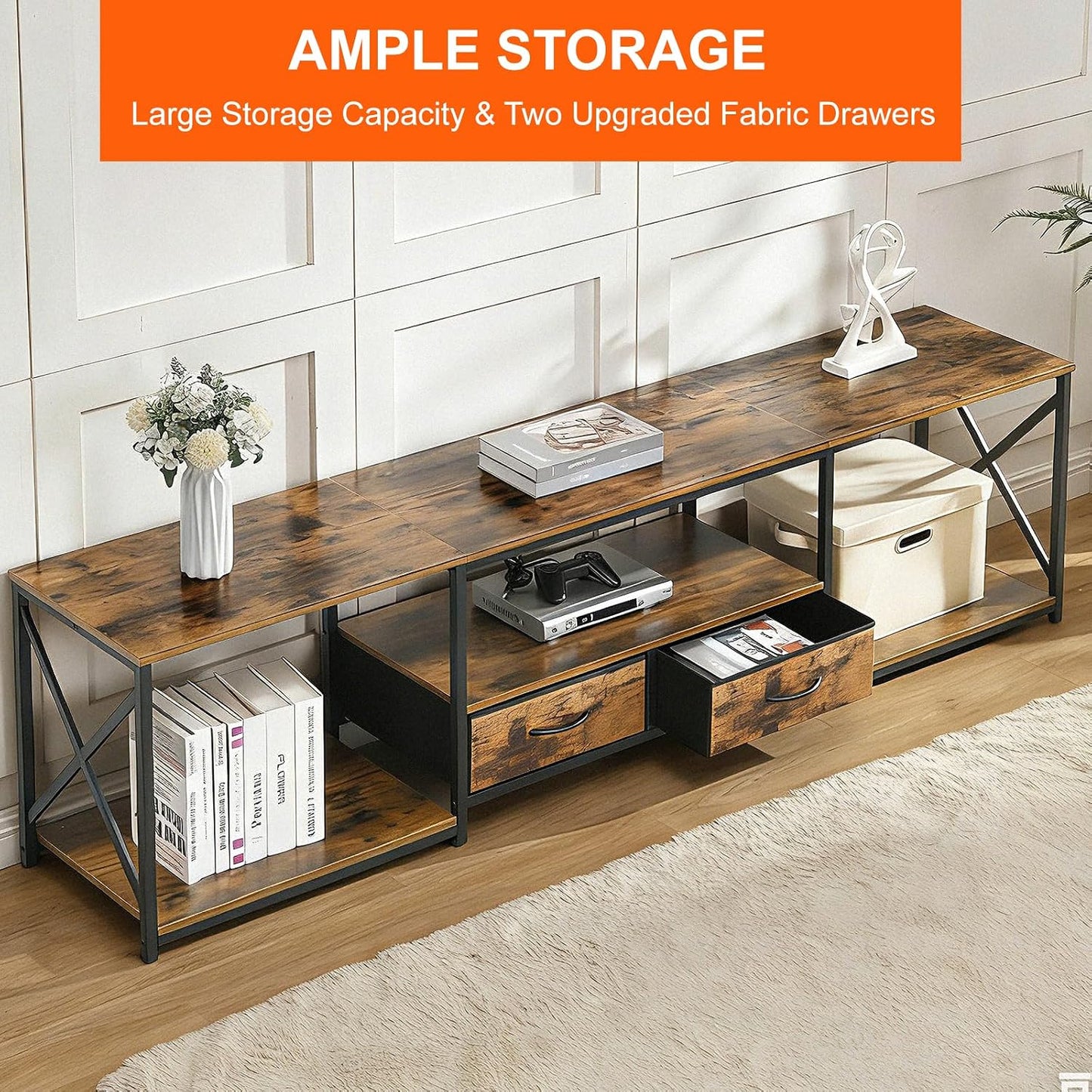 Industrial TV Cabinet Entertainment Unit with Drawers & Storage