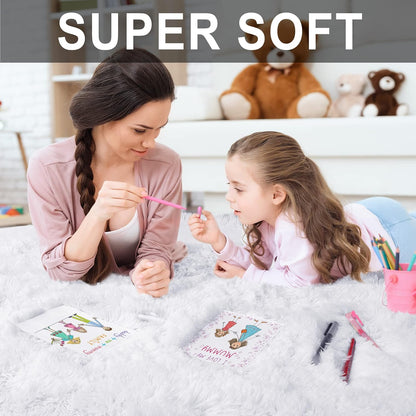 4m Extra Large Soft Shag Rug Carpet Mat (White, 400 x 200)