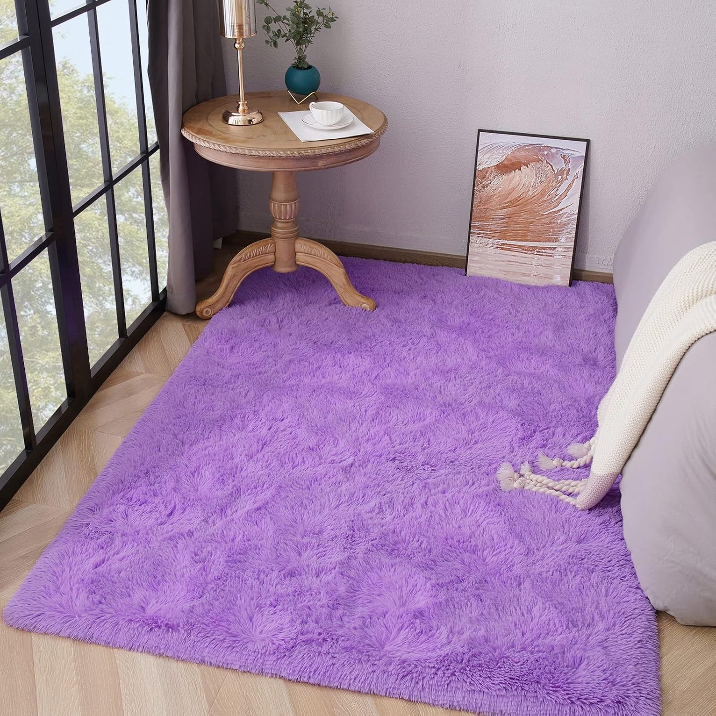 Large Soft Shag Rug Carpet Mat (Purple, 230 x 160)