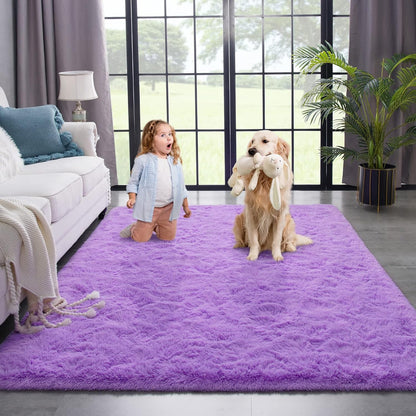 Soft Shag Rug Carpet Mat (Purple, 160 x 120)