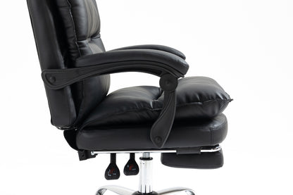 Chieftain Deluxe Plush Executive Reclining Office Chair with Foot Rest (Black)