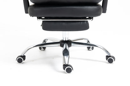 Chieftain Deluxe Plush Executive Reclining Office Chair with Foot Rest (Black)