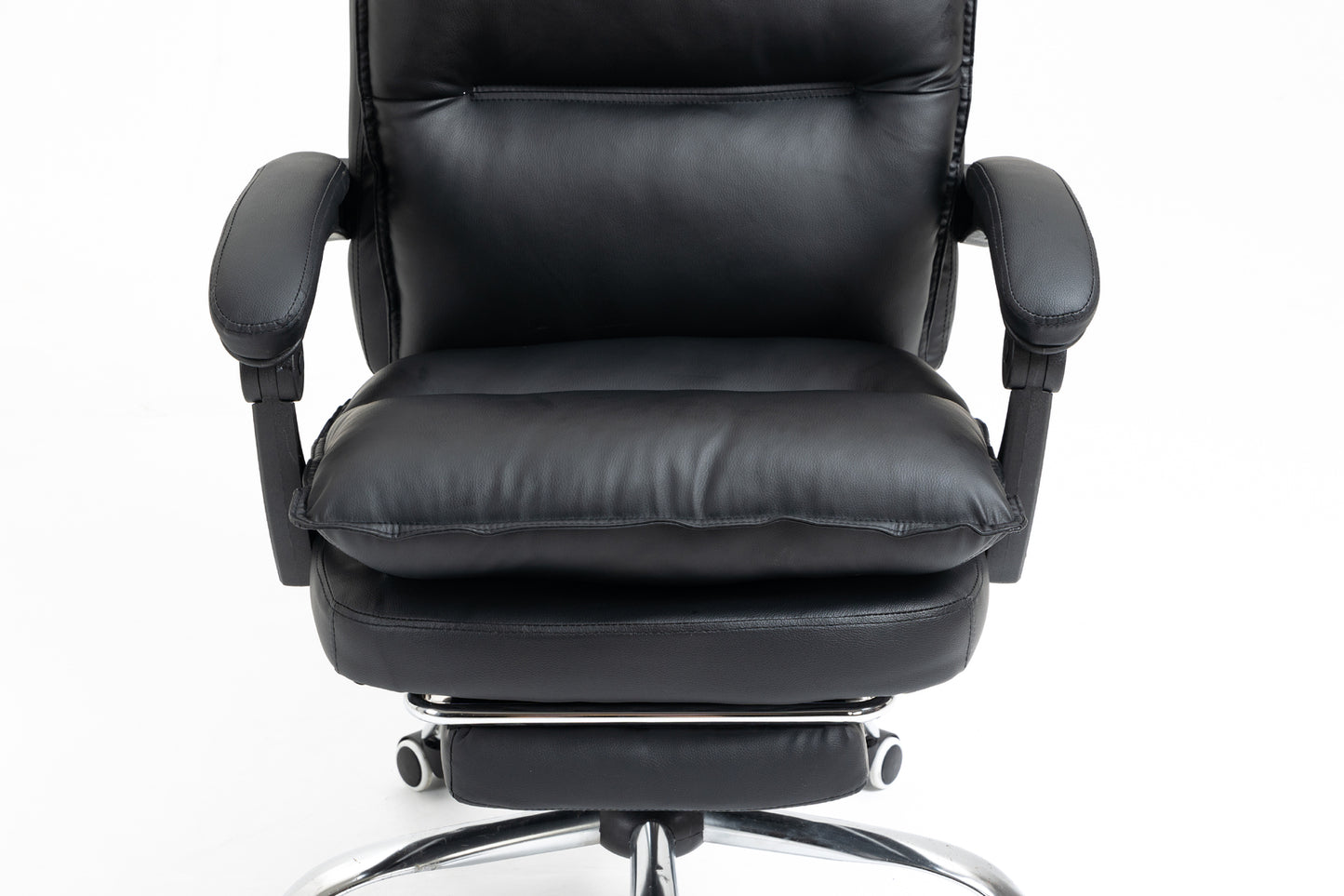 Chieftain Deluxe Plush Executive Reclining Office Chair with Foot Rest (Black)