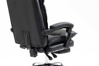 Chieftain Deluxe Plush Executive Reclining Office Chair with Foot Rest (Black)