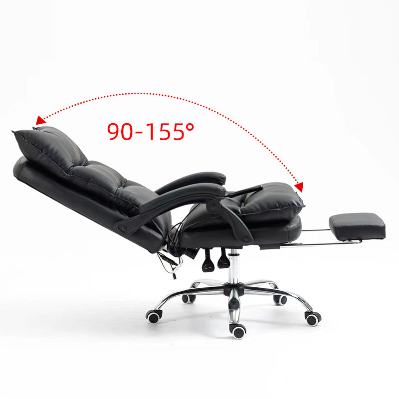 Chieftain Deluxe Plush Executive Reclining Office Chair with Foot Rest (Black)