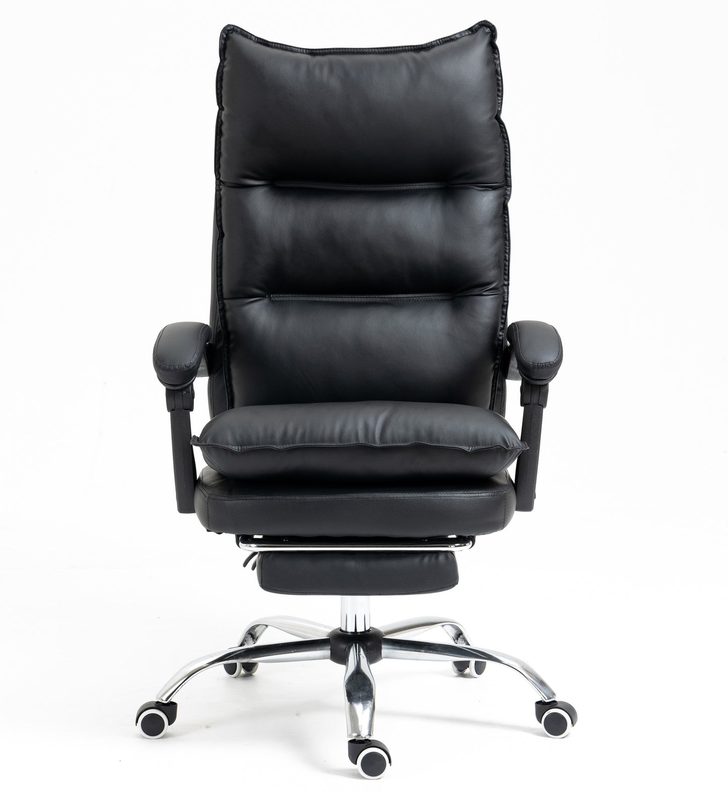 Chieftain Deluxe Plush Executive Reclining Office Chair with Foot Rest (Black)