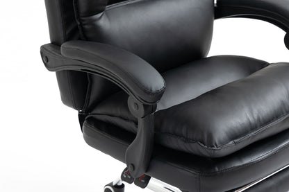 Chieftain Deluxe Plush Executive Reclining Office Chair with Foot Rest (Black)