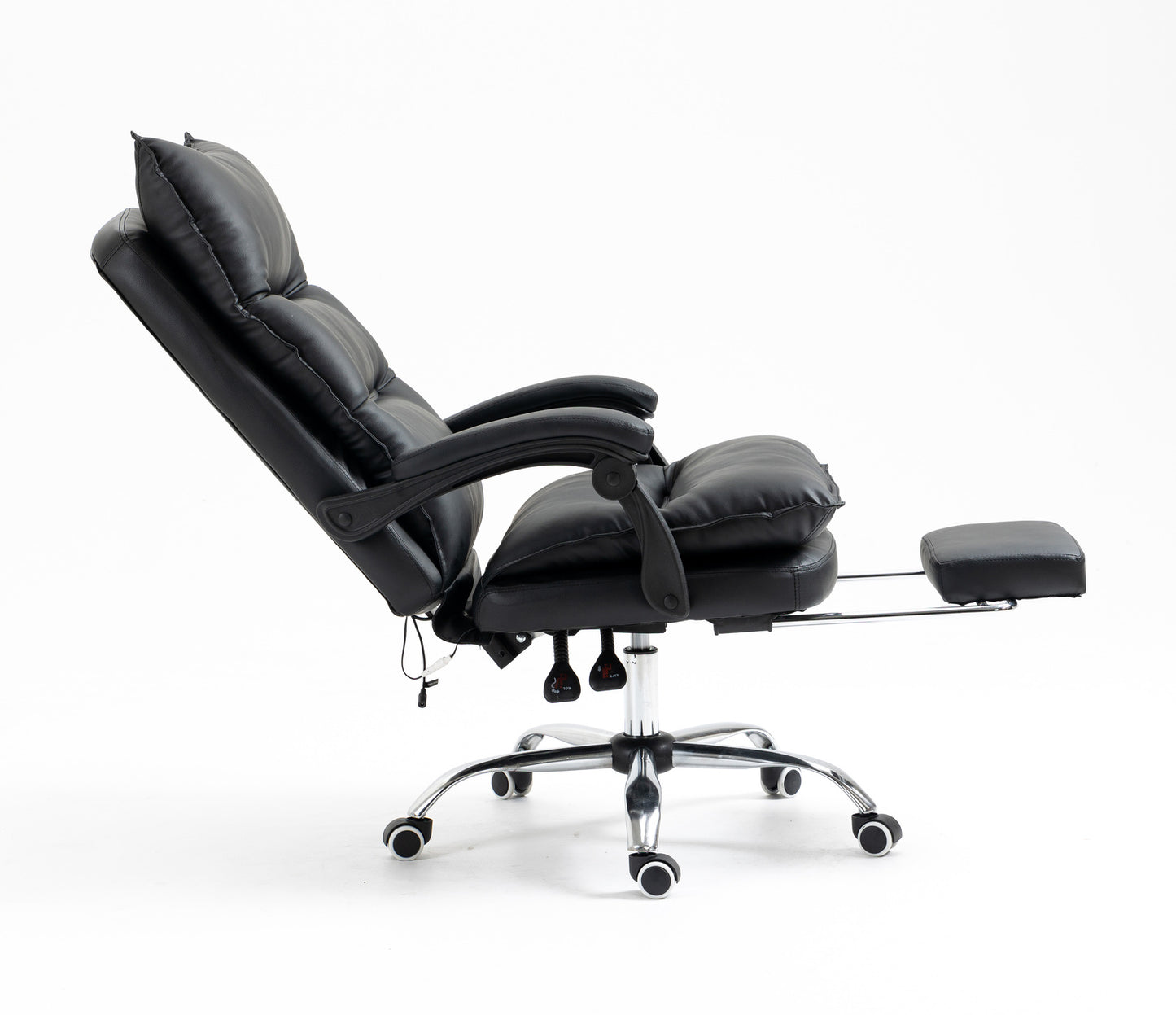 Chieftain Deluxe Plush Executive Reclining Office Chair with Foot Rest (Black)