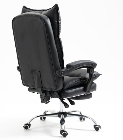 Chieftain Deluxe Plush Executive Reclining Office Chair with Foot Rest (Black)