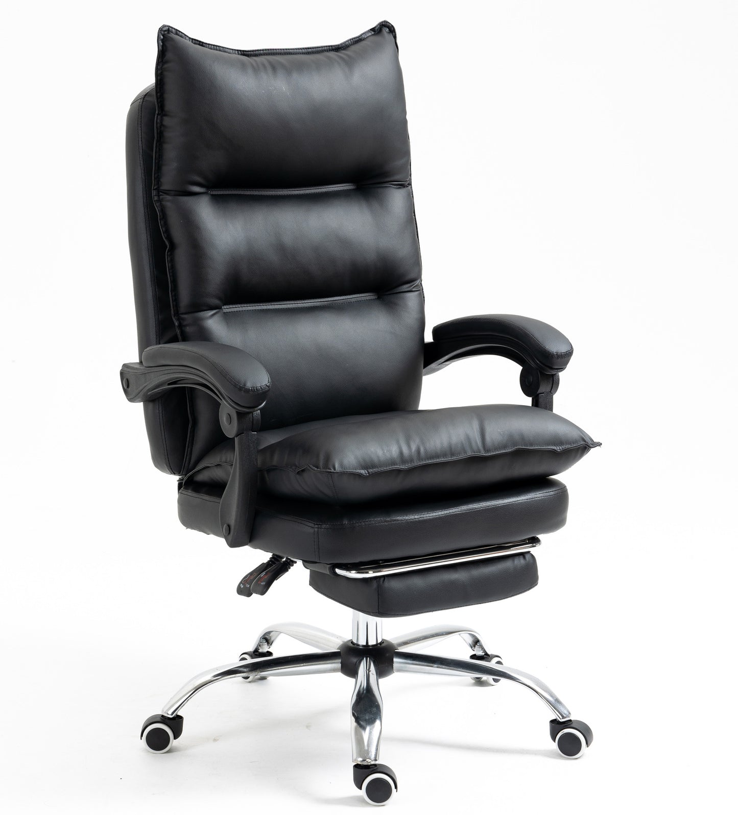 Chieftain Deluxe Plush Executive Reclining Office Chair with Foot Rest (Black)