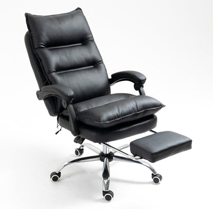 Chieftain Deluxe Plush Executive Reclining Office Chair with Foot Rest (Black)