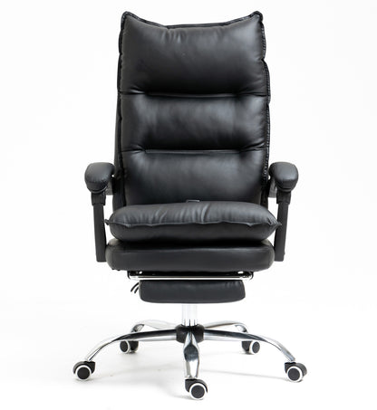 Chieftain Deluxe Plush Executive Reclining Office Chair with Foot Rest & Massager (Black)