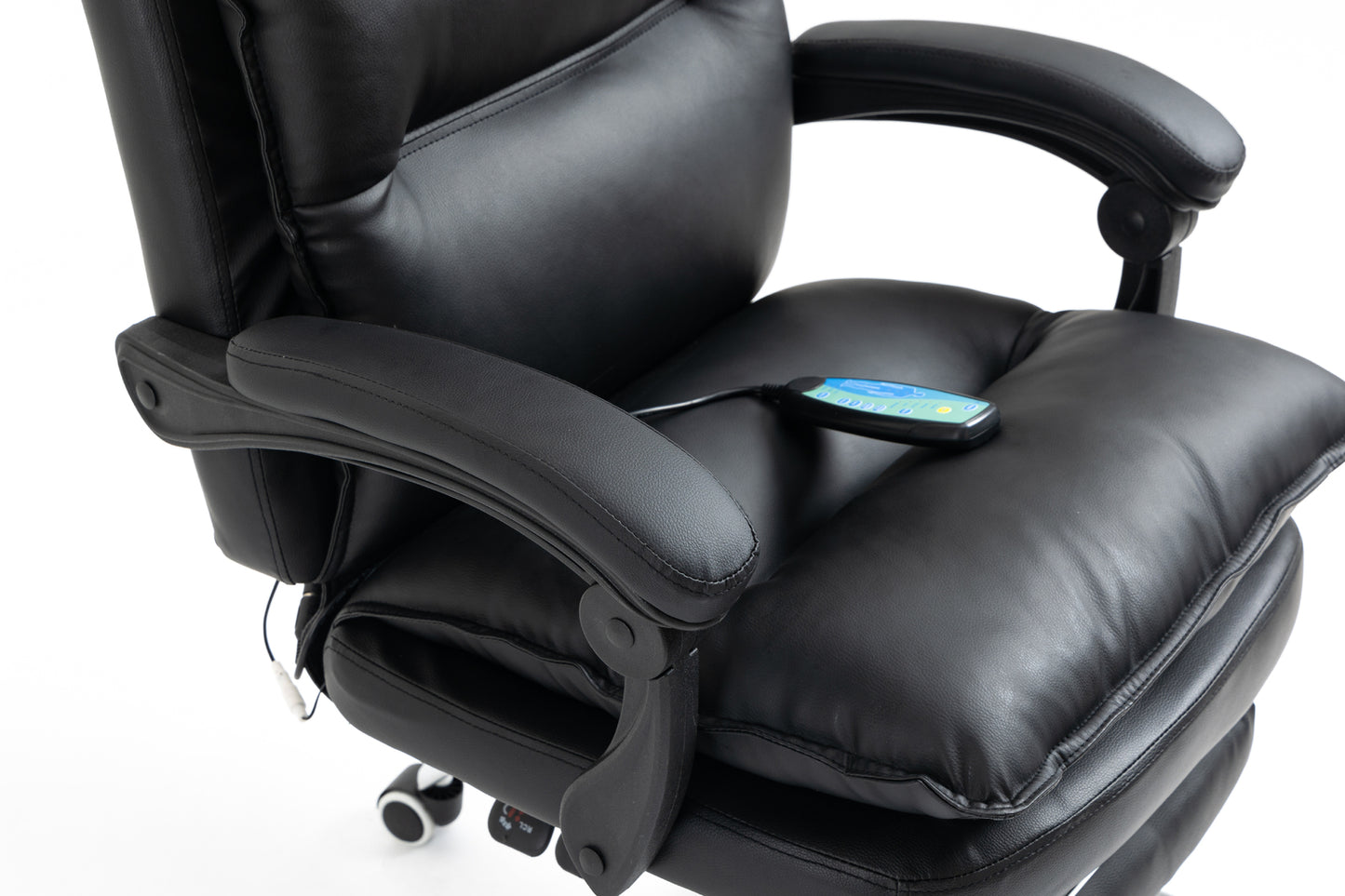 Chieftain Deluxe Plush Executive Reclining Office Chair with Foot Rest & Massager (Black)