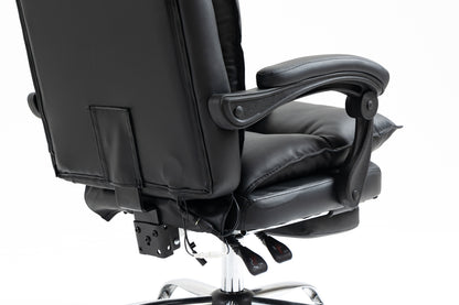 Chieftain Deluxe Plush Executive Reclining Office Chair with Foot Rest & Massager (Black)