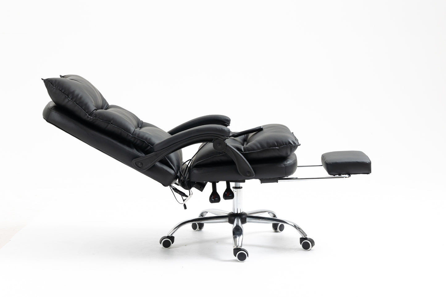 Chieftain Deluxe Plush Executive Reclining Office Chair with Foot Rest & Massager (Black)