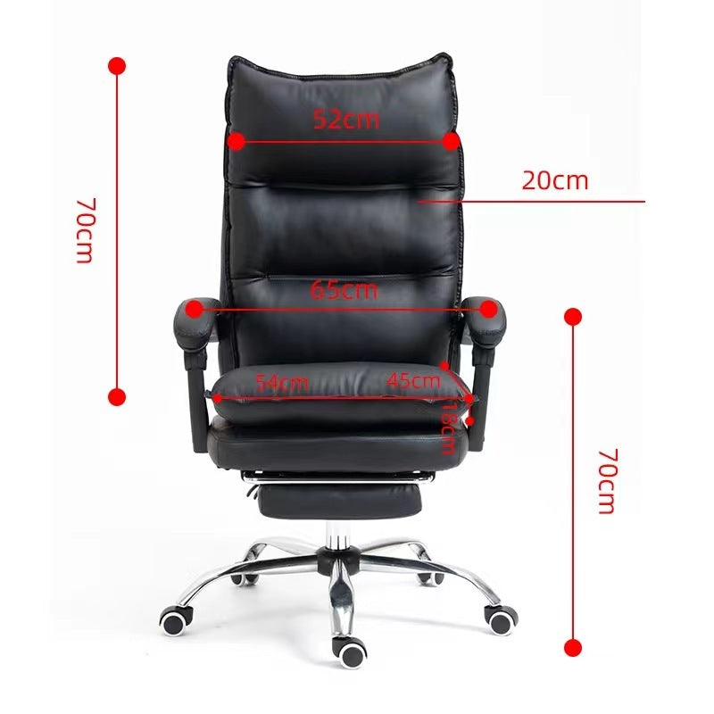 Chieftain Deluxe Plush Executive Reclining Office Chair with Foot Rest & Massager (Black)